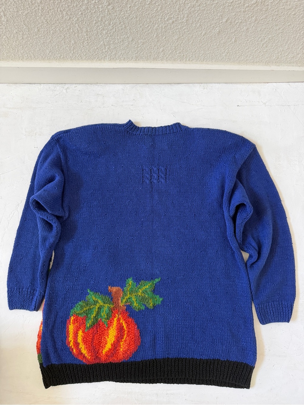 Vintage Marisa Christina Hand-Knit Sweater Halloween Cats Pumpkin Granny Size XL - Picture 2 of 6